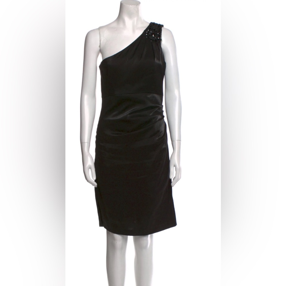 Black one shoulder dress with beading